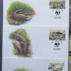 GAMBIA 1984 – FAUNA. WWF CROCODILI, 4 FDC-uri (27)