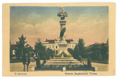 1239 - TURNU-SEVERIN, Traian statue - old postcard - used - 1914 foto