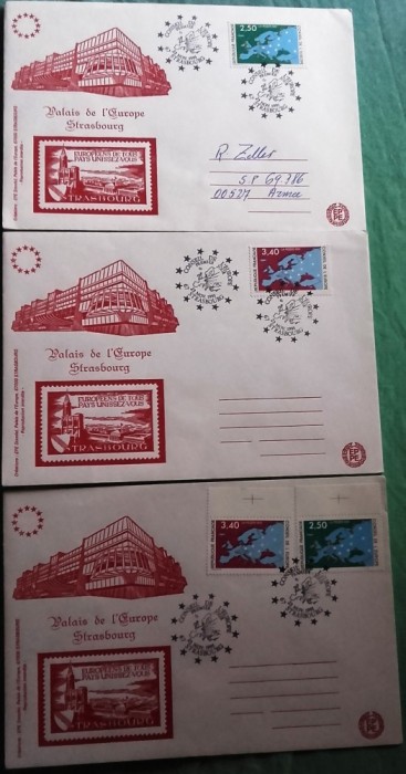 STRASBOURG 1991 - PALATUL EUROPEI. 3 PLICURI OCAZIONALE (PB1)