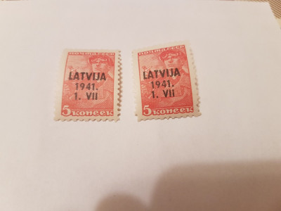 germania/ocupatia in letonia 1941 supratipar/ 2v. de 5 k MNH - erori foto