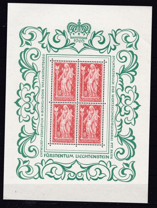 Liechtenstein 1965 arta sculptura Madona MI 449 kleib. MNH w43