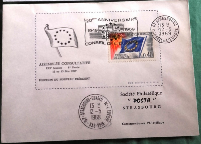 STRASBOURG 1969 - ALEGEREA NOULUI PRESEDINTE. PLIC OCAZIONAL FDC (PA2)