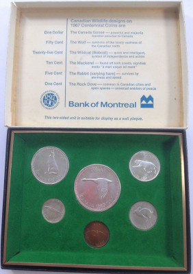 SV * Canada SET MONETAR MONTREAL 1967 1-5-10 CENT + 25-50 CENT + 1 DOLLAR ARGINT foto