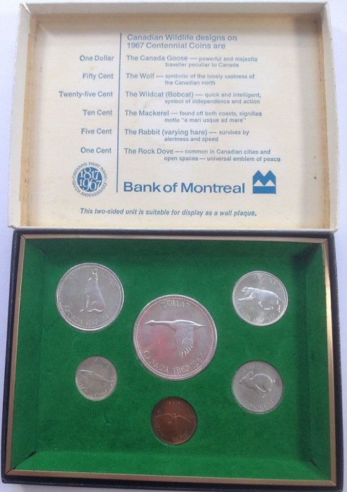 SV * Canada SET MONETAR MONTREAL 1967 1-5-10 CENT + 25-50 CENT + 1 DOLLAR ARGINT
