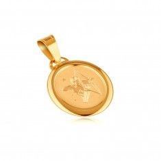 Pandantiv din aur 14K - placa ovala in rama cu semnul zodiacal SAGETATOR foto