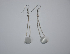 Cercei lungi, perle si pietre pretioase deosebite, lant fin si chic (Culoare: ARGINTIU) foto