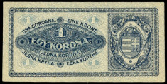 UNGARIA BANCNOTA DE 1 KORONA COROANA 1920 NECIRCULATA UNC foto