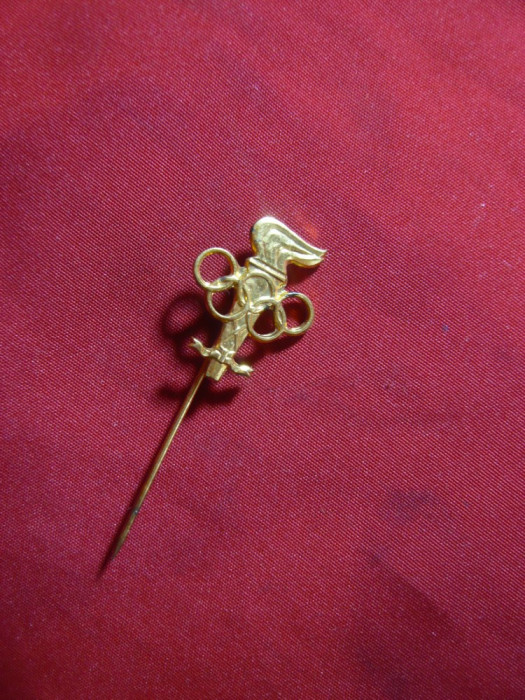 Insigna Olimpica , metal aurit , h= 2 cm