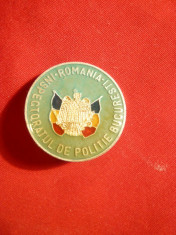 Insigna Inspectoratului Politie Bucuresti ,d= 2,5 cm , metal si email foto