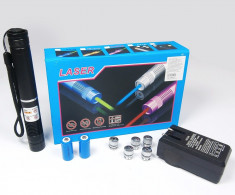 Laser Albastru YX-B008 10000 MW cu Acumulatori si 5 Capete 3D foto