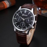 Cumpara ieftin Ceas Barbatesc Retro Style - GENEVA BRAND - Quartz , Analog - Curea Maro, Casual, Piele - imitatie