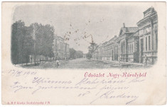 #2058- Romania, Nagykaroly, Carei, c.p. circulata 1901: Scena strada, animat foto