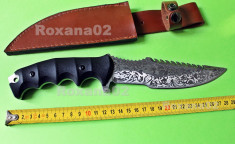 CUTIT Vanatoare Otel Damasc. Teaca Inclusa. Produs Excelent! FOX Knives. foto