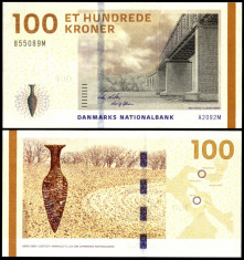 a096 DANEMARCA 100 KRONER COROANE 2009 PERFECT UNC foto