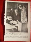 Fotografie Regele Carol II, D. Gusti &amp; Gr. Antipa, 15.3x10cm - Copie Foto Militară de Colecție