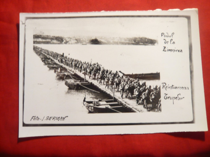 Fotografie- copie - Podul de la Zimnicea -trecerea trupelor romanesti din Bulgar