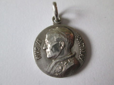 Mini medalion argint Papa Pius XI din anii 30 foto