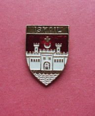 Stema orasului istoric ISMAIL - insigna Romania regalista, heraldica Basarabia foto