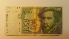 bancnota SPANIA - 1000 PESETAS 1992 - 6221 foto