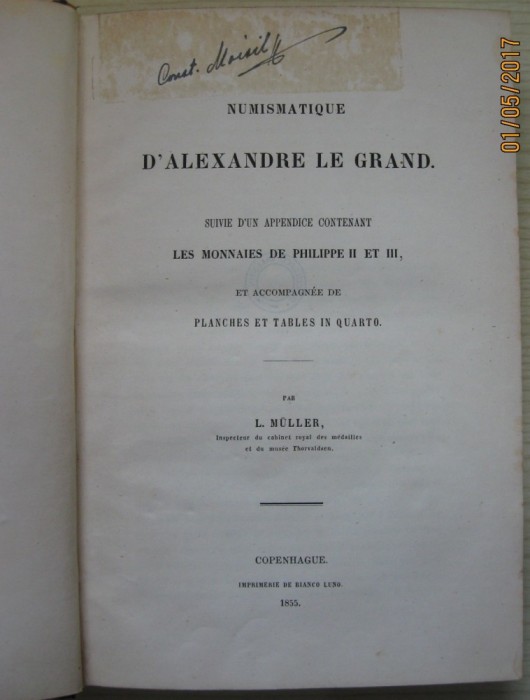Numismatique d&#039;Alexandre le Grand, Philippe II et Philippe III-Copenhague,1855.