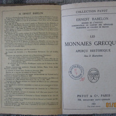 Les Monnaies Greques - Apercu historique-autor Babelon Ernest-Paris, Payot 1921