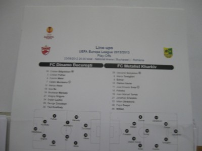 Foaie de joc Dinamo Bucuresti-Metalist Harkov (23.08.2012) foto