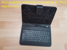 Husa universala cu tastatura si inchidere magnetica de 7inch negru si rosu foto