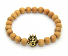 Bratara Wood Crown Lionhead Gold foto