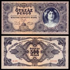 UNGARIA BANCNOTA DE 500 PENGO 1945 UNC NECIRCULATA foto