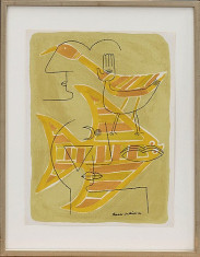 Victor Brauner (1903-1966) - Traces Interstices, cromolitografie originala foto