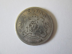 Suedia si Norvegia 1 Krona 1889 argint regele Oscar II foto