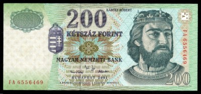 UNGARIA BANCNOTA DE 200 FORINT 2001 UNC REGELE KAROLY ROBERT NECIRCULATA foto