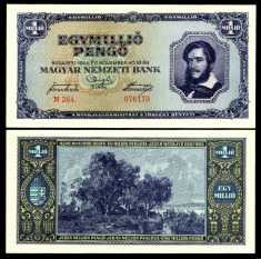 UNGARIA BANCNOTA DE 1000000 PENGO UN MILION PENGHEI 1945 UNC NECIRCULATA foto