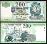 UNGARIA BANCNOTA DE 200 FORINT 2007 UNC REGELE KAROLY ROBERT NECIRCULATA