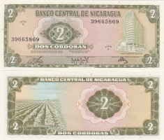 !!! NICARAGUA - 2 CORDOBAS 1972 - P 121 - UNC foto