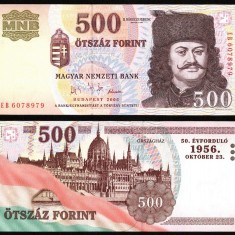 UNGARIA BANCNOTA DE 500 FORINT 2006 UNC JUBILIARA REVOLUTIA 1956 NECIRCULATA