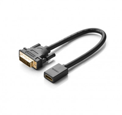 Cablu adaptor DVI-D 24+1 pini tata - HDMI mama pt laptop pc videoproiector tv foto
