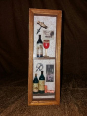 Cutie pentru sticla de vin din lemn si sticla foto