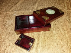 Cutie tigari de foi cu scrumiera din lemn foto