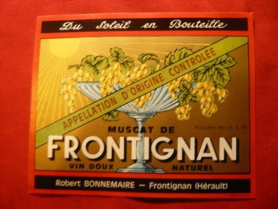 Eticheta de VIN - Muscat de Frontignon , interbelica foto