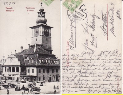 Brasov - Primaria, piata - animata, rara foto