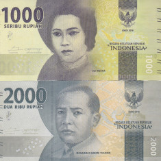 Bancnota Indonezia 1.000 si 2.000 Rupii 2016 - PNew UNC
