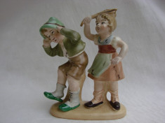 Impresionante figurine de portelan german posibil Hummel stantate la baza foto