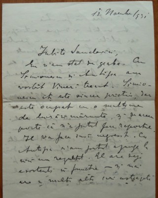 Scrisoare olografa a lui C-tin Radulescu Motru catre Henric Sanielevici, 1931 foto
