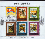 Korea de Nord - Cuceritori ai Marilor 1980 - Magellan,Nansen,Cook, - Bloc stamp., Oameni, Stampilat
