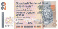 Bancnota Hong Kong ( Standard Chartered ) 20 Dolari 1996 - P285b UNC foto