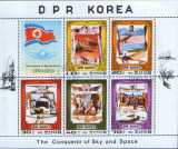 Korea de Nord - Cuceritori ai Cerului si Spatiului 1980 - Bleriot, - Bloc stamp., Oameni, Stampilat