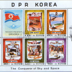 Korea de Nord - Cuceritori ai Cerului si Spatiului 1980 - Bleriot, - Bloc stamp.