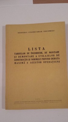lista tarifelor de inchiriere de montare si demontare foto