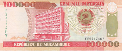 Bancnota Mozambic 100.000 Meticais 1993 - P139 UNC foto